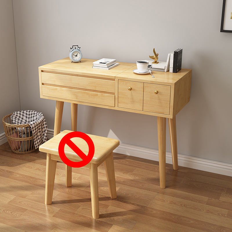 Scandinavian Bedroom Dressing Table Rubberwood Flip-Top Make-up Vanity Natural Clearhalo 'Bedroom Furniture' 'furn' 'furn_makeup_vanities' 'Furniture' 'Makeup Vanities' 'makeup_vanities' 6450613