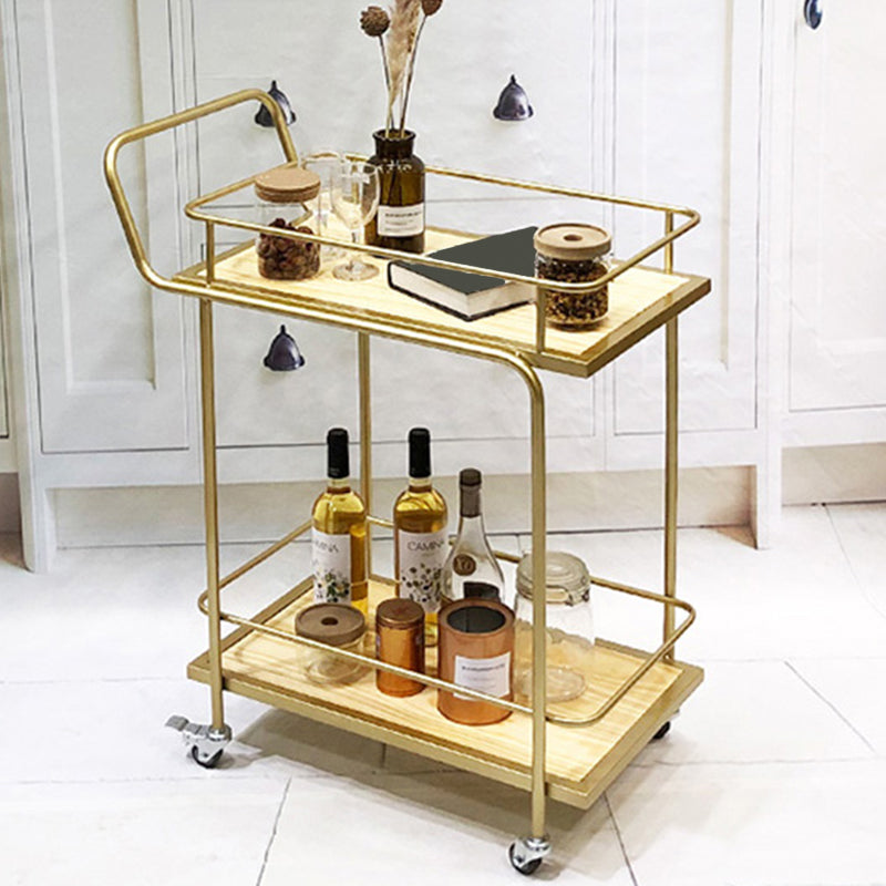 Modern Home Dining Prep Table 23.6"L Open Storage Rectangular Rolling Prep Table Natural Clearhalo 'furn' 'furn_kitchen_islands_carts' 'Furniture' 'Kitchen & Dining Furniture' 'Kitchen Islands & Carts' 'kitchen_islands_carts' 6450710