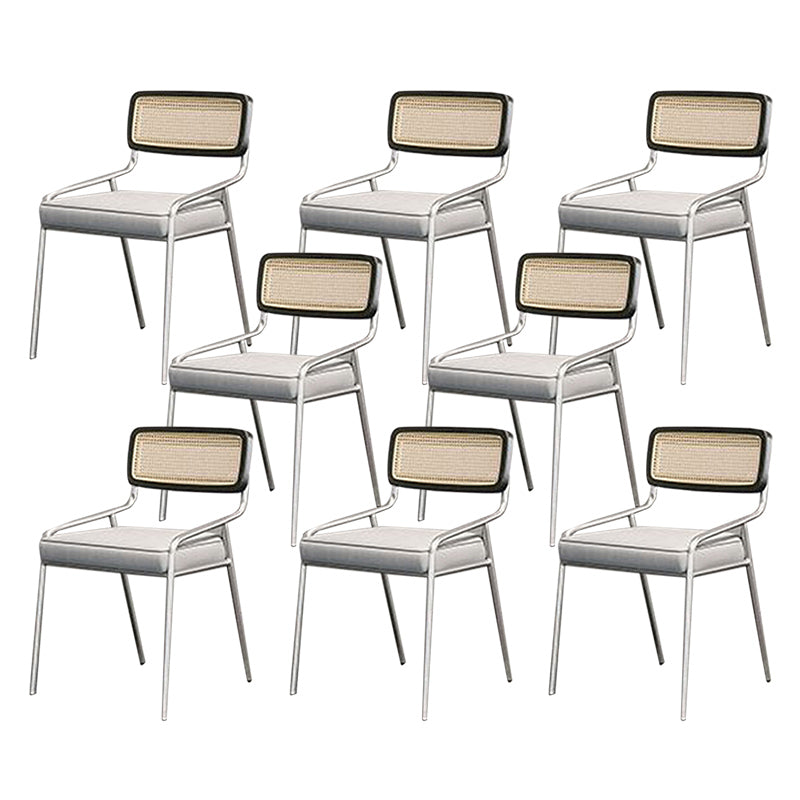 Upholstered Dining Chairs Open Back Dining Chairs with Metal Legs Black 8 Piece Set Silver Clearhalo 'Dining Chairs' 'Dining Tables & Seating' 'dining_chair' 'furn' 'furn_dining_chair' 'Furniture' 'Kitchen & Dining Furniture' 6451976