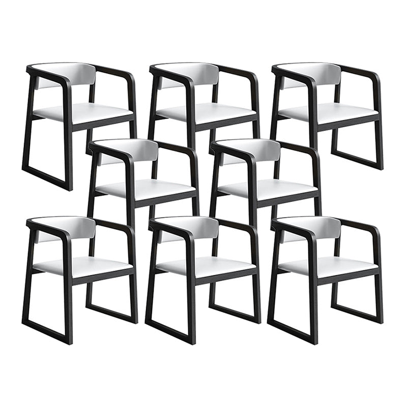 Silla de cuero sinté de estilo moderno sillas laterales abiertas con patas de madera para cocina