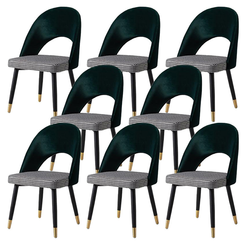 Glam Arm Chair Fabric Open Back Dining Chair for Dining Room Houndstooth pattern 8 Piece Set Clearhalo 'Dining Chairs' 'Dining Tables & Seating' 'dining_chair' 'furn' 'furn_dining_chair' 'Furniture' 'Kitchen & Dining Furniture' 6452384