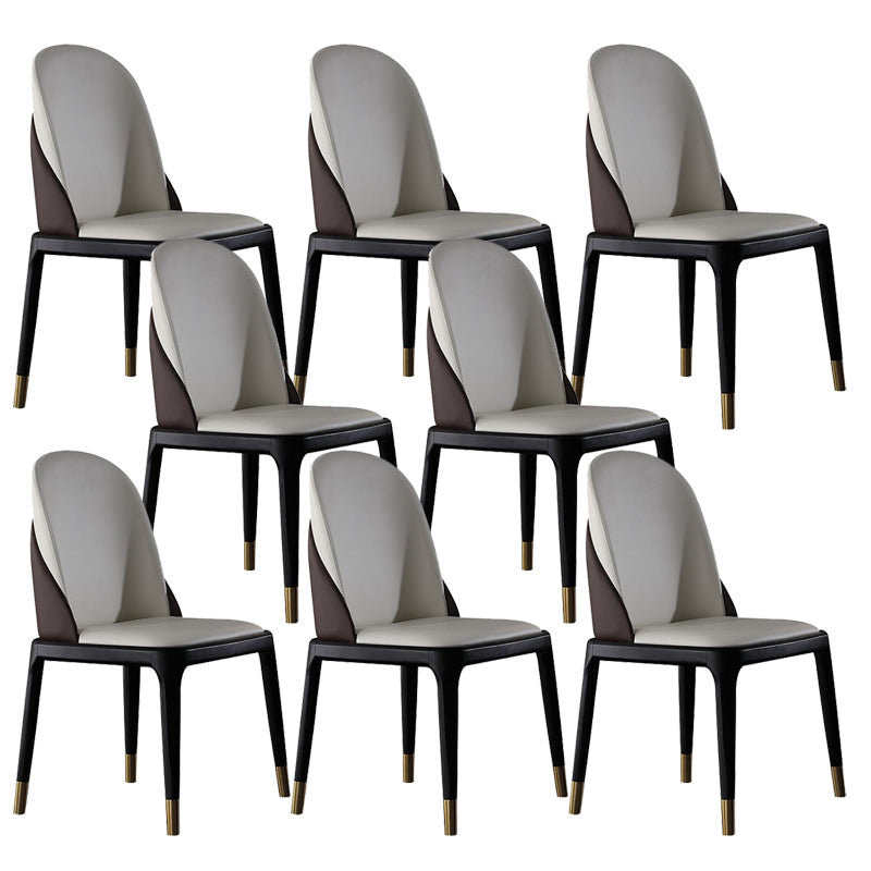 Glam -stijl lederen zijkant houten frame binnen eetkamerstoel