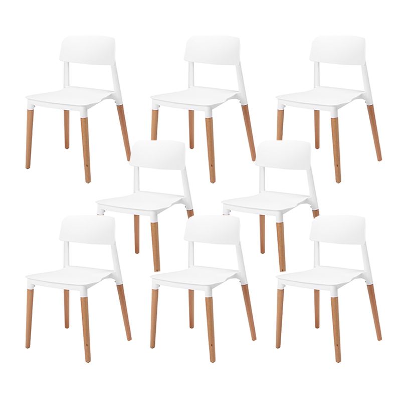 Dining Room Armless Chairs Open Back Solid Wood Legs Chair for Kitchen White 8 Piece Set Clearhalo 'Dining Chairs' 'Dining Tables & Seating' 'dining_chair' 'furn' 'furn_dining_chair' 'Furniture' 'Kitchen & Dining Furniture' 6452992