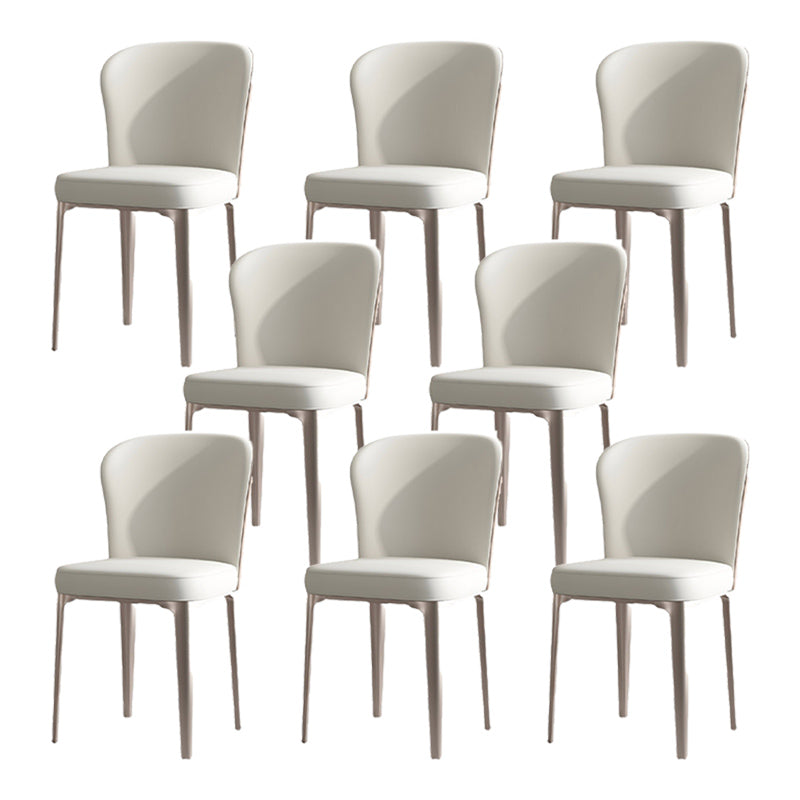 Glam Parsons Side Chair Leather Indoor Dining Chair with Metal Base 8 Piece Set Clearhalo 'Dining Chairs' 'Dining Tables & Seating' 'dining_chair' 'furn' 'furn_dining_chair' 'Furniture' 'Kitchen & Dining Furniture' 6453027