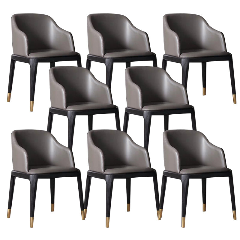 Faux Leather Upholstered Dining Chairs Industrial Solid Back Chair