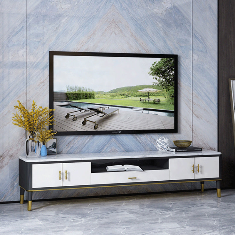Console TV contemporanea Stone Open Storage TV Console con cassetti e porte