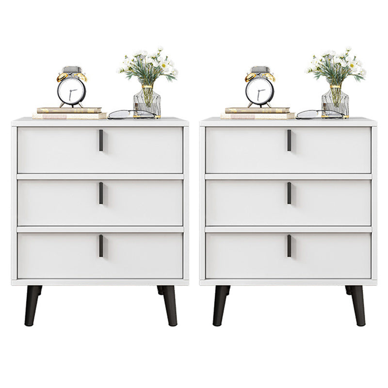 Contemporary Nightstand Faux Wood Bedside Cabinet for Bedroom 19.7"L x 15.7"W x 22"H White 2 Piece Set Clearhalo 'Bedroom Furniture' 'furn' 'furn_night_stand' 'Furniture' 'night_stand' 'Nightstands' 6457563
