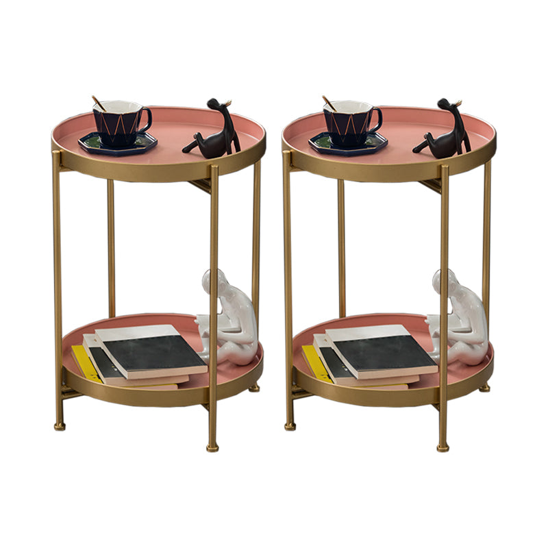 Open Storage Bed Nightstand Industrial Accent Table Nightstand for Bedroom 14.6"L x 14.6"W x 20.5"H Pink Gold 2 Piece Set Clearhalo 'Bedroom Furniture' 'furn' 'furn_night_stand' 'Furniture' 'night_stand' 'Nightstands' 6457622
