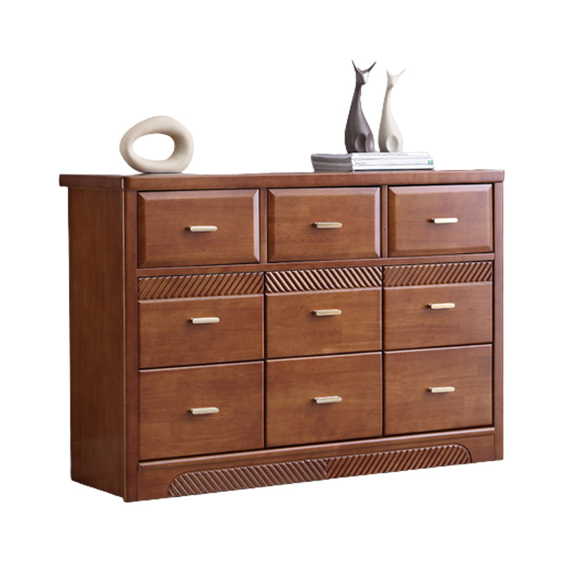 Glam Rubber Wood Storage Chest Home Horizontal Chest with 9 Drawers Nut-Brown Clearhalo 'Bedroom Furniture' 'Dressers & Chests' 'dressers_chests' 'furn' 'furn_dressers_chests' 'Furniture' 6457793