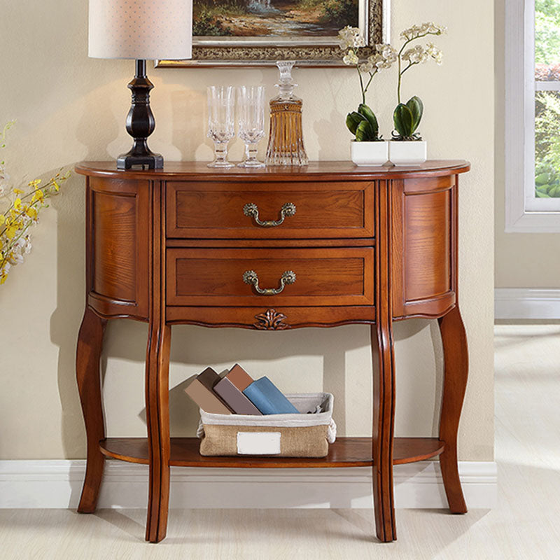 34.65" Tall 2-drawer Console Table Solid Wood Accent Table for Hall