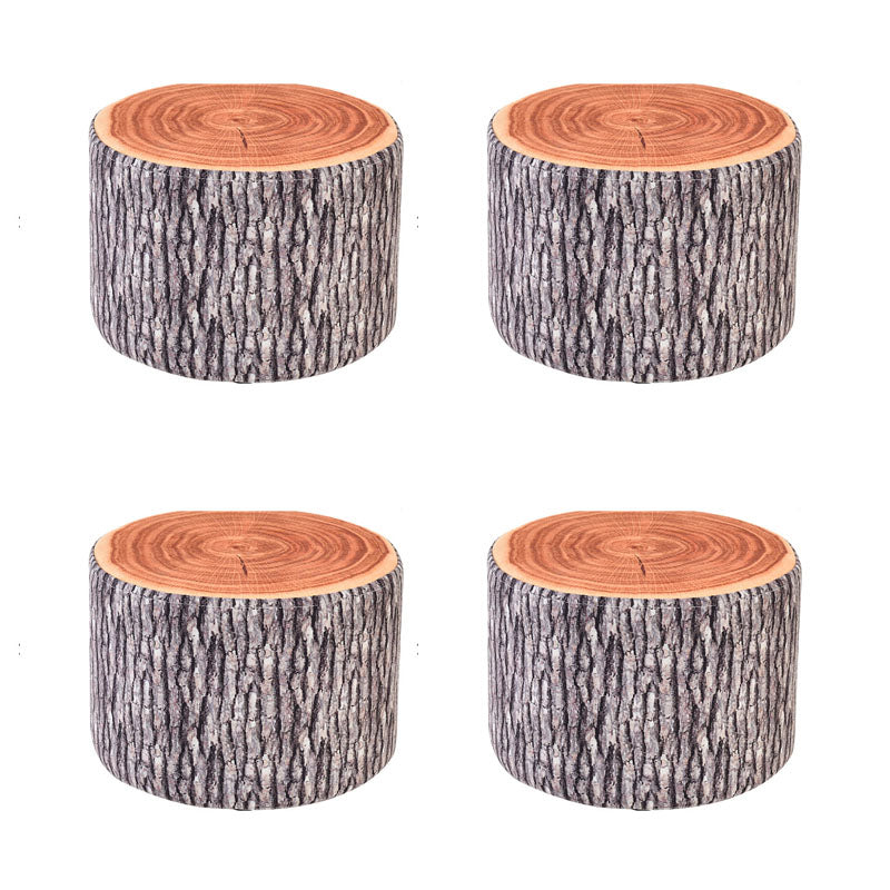 Round Pouf Upholstered Scratch Resistant Contemporary Fruit Printed Fabric Footstool 11"L x 11"W x 8"H Brown 4 Piece Set Clearhalo 'furn' 'furn_ottomans_poufs' 'Furniture' 'Living Room Furniture' 'Ottomans & Poufs' 'ottomans_poufs' 6460493