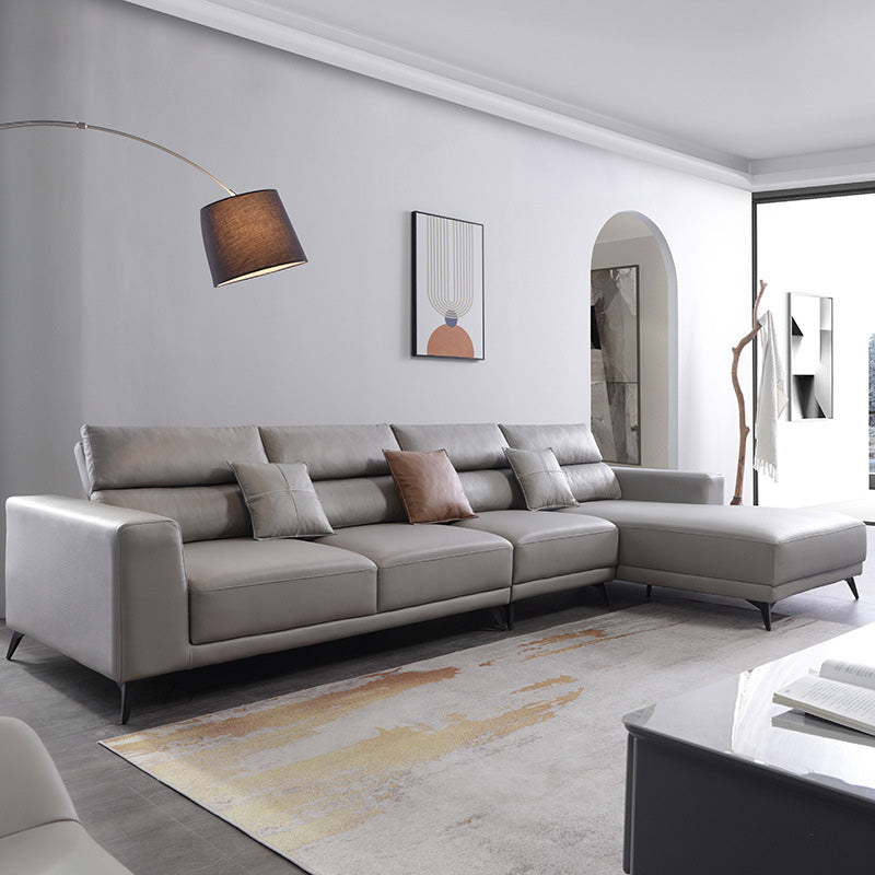 Sala de estar industrial Setente Faux Faux Leather Square Cushions Sofá