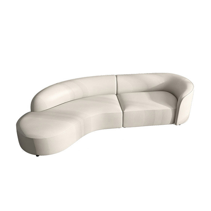 Contemporary Sofa Faux Leather Living Room Curved Cushions Seating