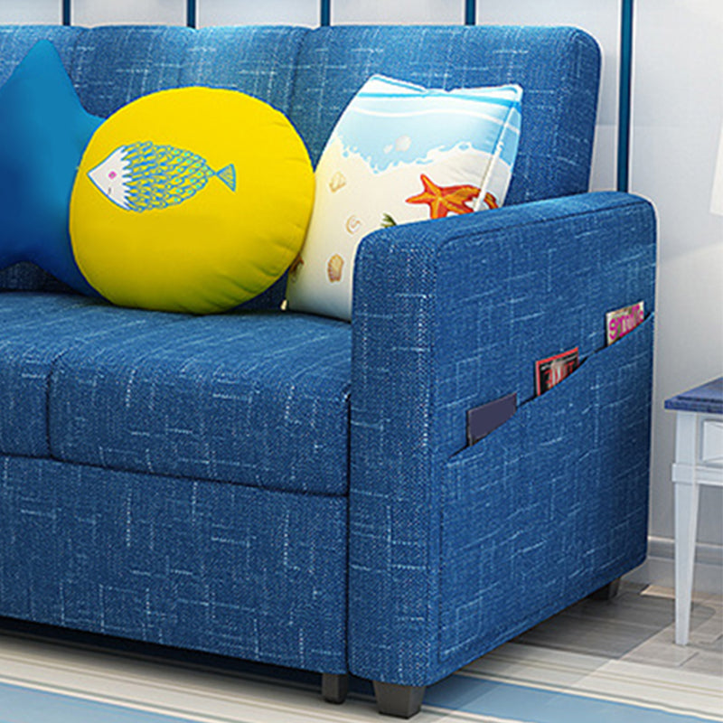 Divano a braccio quadrato convertibile con cuscini divano letto in blu scuro per appartamento