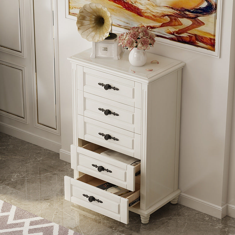 Mid-Century Modern Wood Chest 43.3" Tall 5 - Drawer Accent Chest White Clearhalo 'Cabinets & Chests' 'cabinets_chests' 'furn' 'furn_cabinets_chests' 'Furniture' 'Living Room Furniture' 6461564