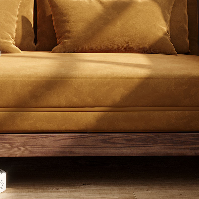 Moderne armloze bankbed cabriolet met kussens zitplaatsen in bruin