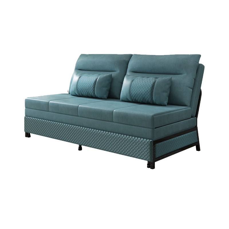 Kunstleder Cabrio -Sofa mit Kissen armlosen Sitzgelegenheiten in Azure