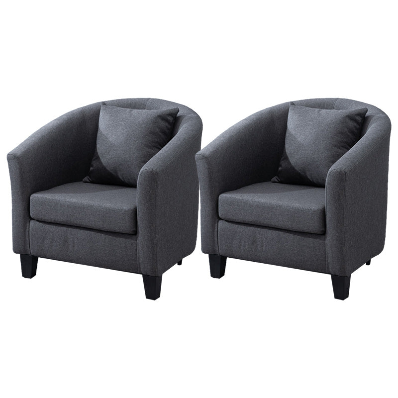 Contemporary Basic Four Legs Armchair Arms Included Barrel Accent Chair Dark Gray Linen Blend 2 Piece Set Clearhalo 'Accent Chairs' 'accent_chairs' 'Chairs & Seating' 'furn' 'furn_accent_chairs' 'Furniture' 'Living Room Furniture' 6462201
