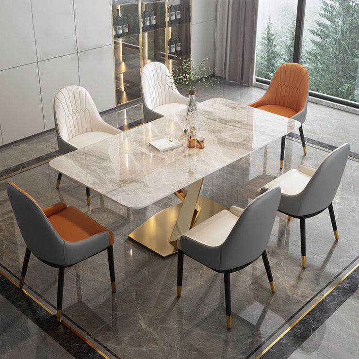 Minimalist 1/2/6/7 Pieces Furniture Stone Rectangle Dining Chairs Set for Home 7 Pieces: Table, 6 Chairs Clearhalo 'Dining Room Sets' 'Dining Tables & Seating' 'dining_room_set' 'furn' 'furn_dining_room_set' 'Furniture' 'Kitchen & Dining Furniture' 6464158