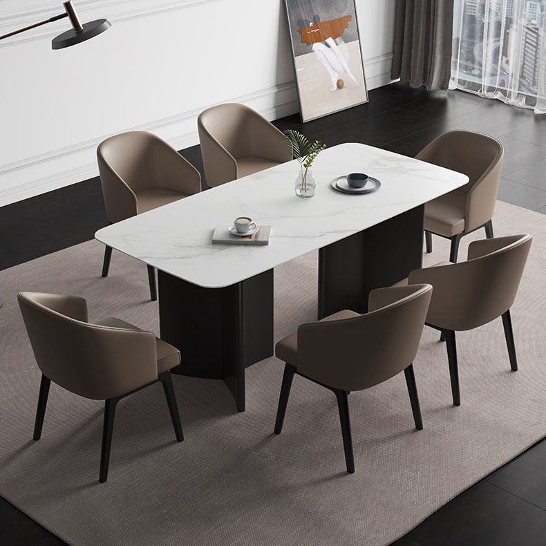 Moderne 1/2/5/7 pezzi mobili sedie da pranzo rettangolo di pietra impostate in bianco
