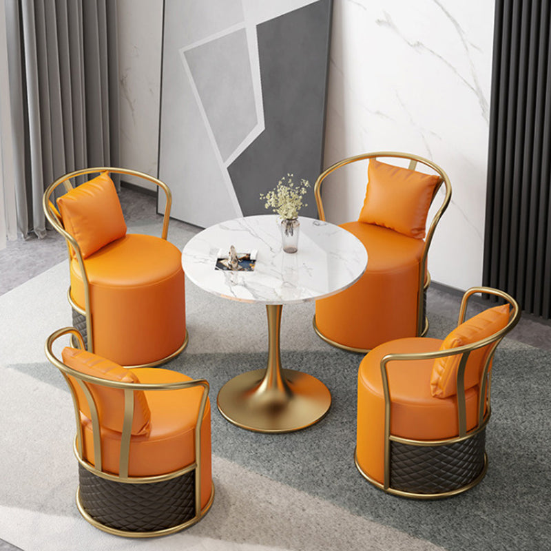 Glam Dinette ingesteld voor thuis 1/2/4/5 stuks glanzende witte stenen eettafel set