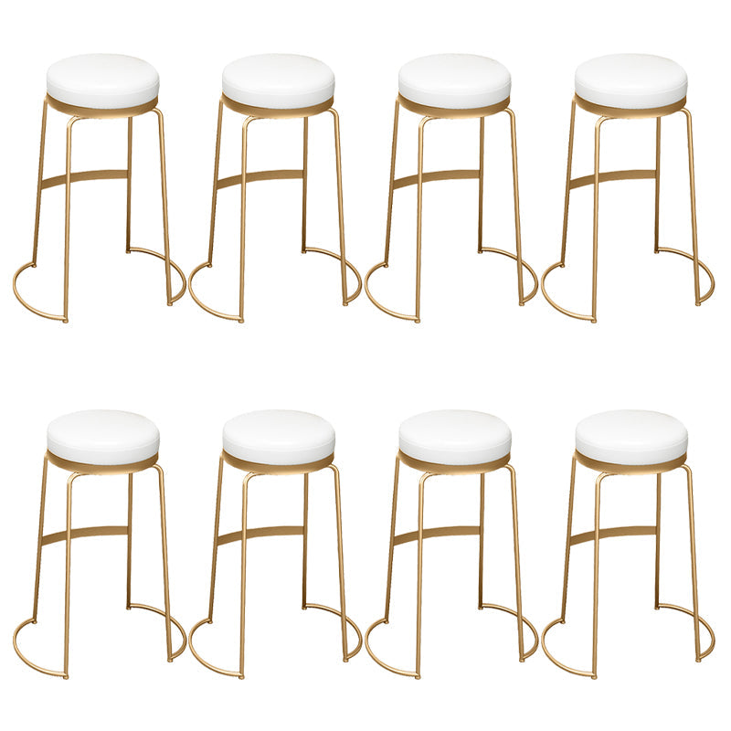 Glam Round Bar Stools Gold Metal Dining Stools with Footrest Backless 8 Piece Set Clearhalo 'Bar Furniture' 'Bar Stools' 'bar_stools' 'furn' 'furn_bar_stools' 'Furniture' 'Kitchen & Dining Furniture' 6471898