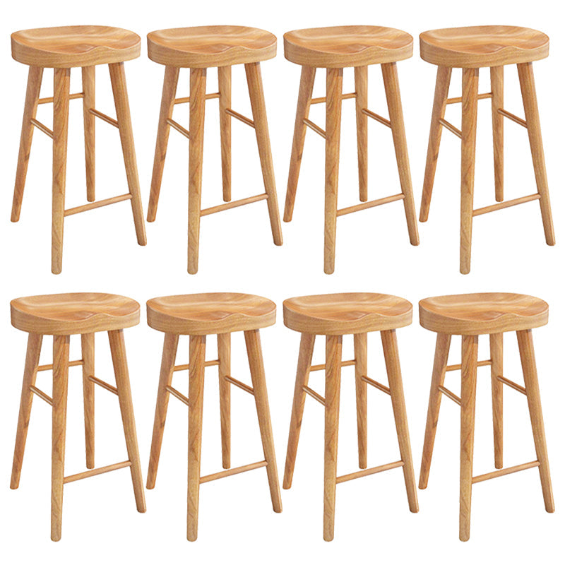 Solid Wood Dining Stool Contemporary Bar Stools with Footrest