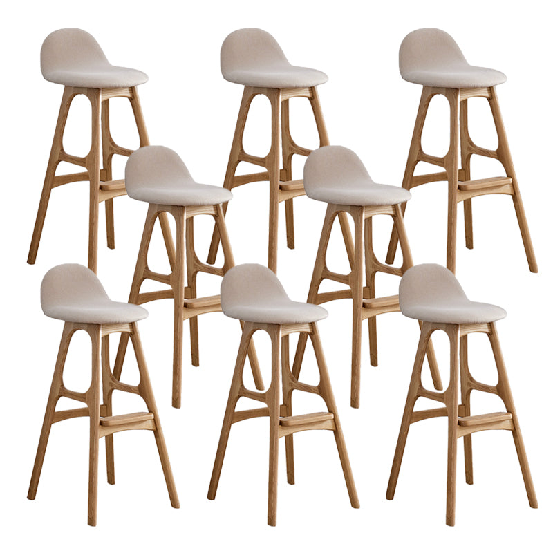 Ash Solid Wood Frame Armless Bar Stool Indoor Upholstered Bar Stool Wood 8 Piece Set Clearhalo 'Bar Furniture' 'Bar Stools' 'bar_stools' 'furn' 'furn_bar_stools' 'Furniture' 'Kitchen & Dining Furniture' 6472383