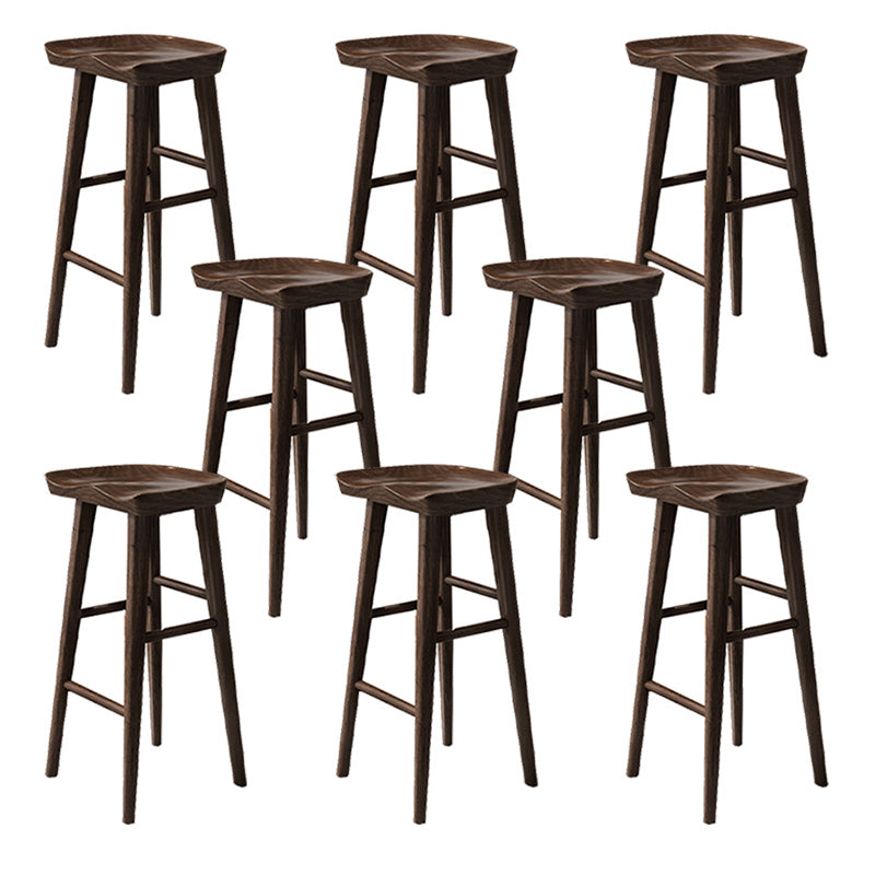 Industrial Solid Wood Bar Stool Backless Counter Stool for Restaurant and Bristol Brown 8 Piece Set Bar Stool(29"H) Clearhalo 'Bar Furniture' 'Bar Stools' 'bar_stools' 'furn' 'furn_bar_stools' 'Furniture' 'Kitchen & Dining Furniture' 6472545