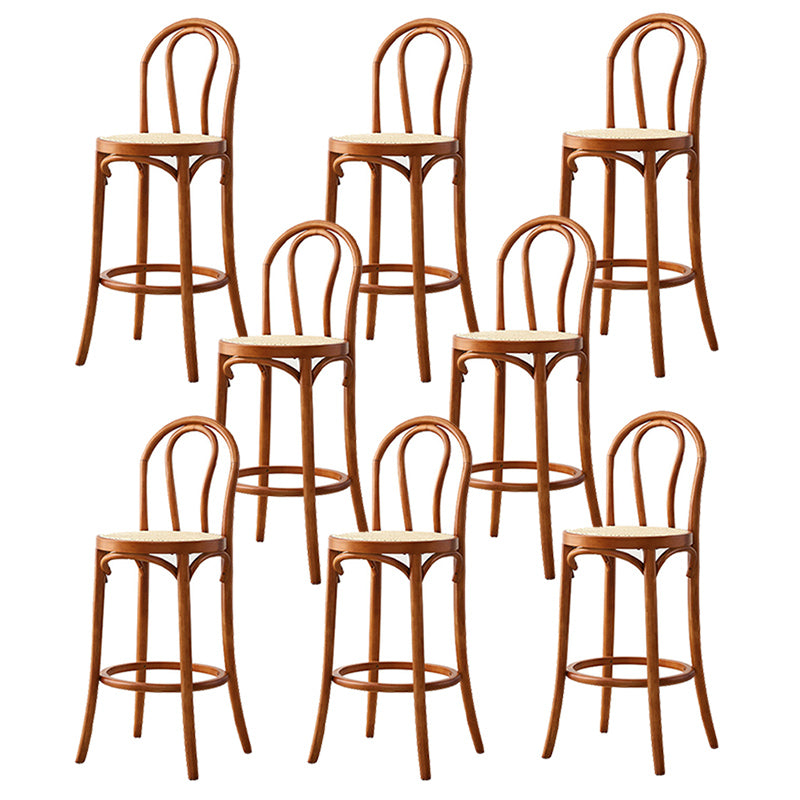 Contemporary Wood Bar Stool Armless Round Rattan Seat for Living Room Brown 8 Piece Set Clearhalo 'Bar Furniture' 'Bar Stools' 'bar_stools' 'furn' 'furn_bar_stools' 'Furniture' 'Kitchen & Dining Furniture' 6472561