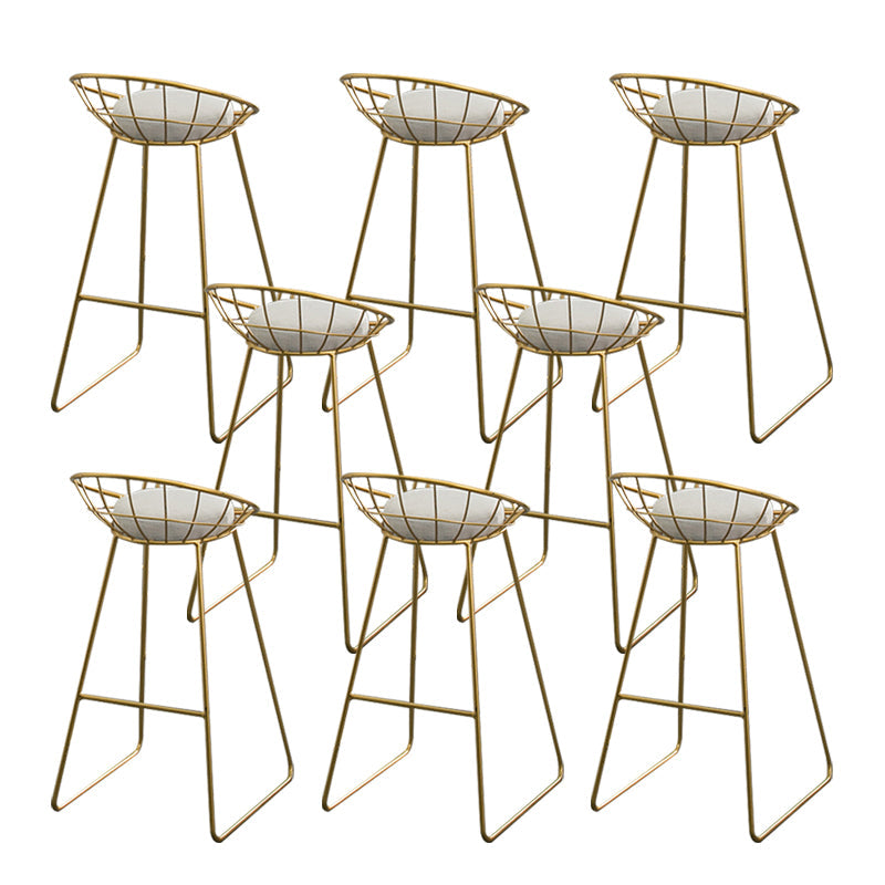Contemporary Bar Stool White Cushion Barstool with Metal Legs