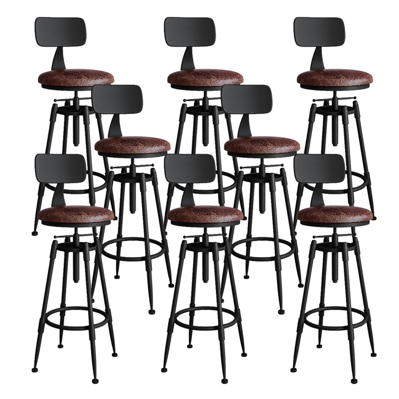 Metal Adjustable Height Bar Stool Armless Round Upholstered Bar Stool Leather 8 Piece Set Low Back Clearhalo 'Bar Furniture' 'Bar Stools' 'bar_stools' 'furn' 'furn_bar_stools' 'Furniture' 'Kitchen & Dining Furniture' 6472745