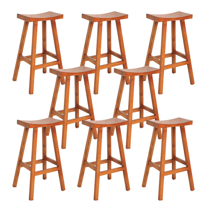 Industrial Solid Wood Bar Stool Backless Counter Stool for Outdoor