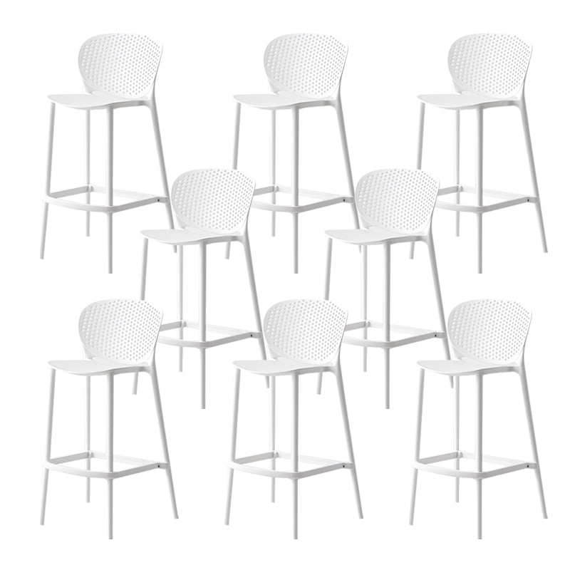 Industrial Stackable Armless Bar Stool Plastic Low Back Bar Stool White 8 Piece Set Clearhalo 'Bar Furniture' 'Bar Stools' 'bar_stools' 'furn' 'furn_bar_stools' 'Furniture' 'Kitchen & Dining Furniture' 6473104