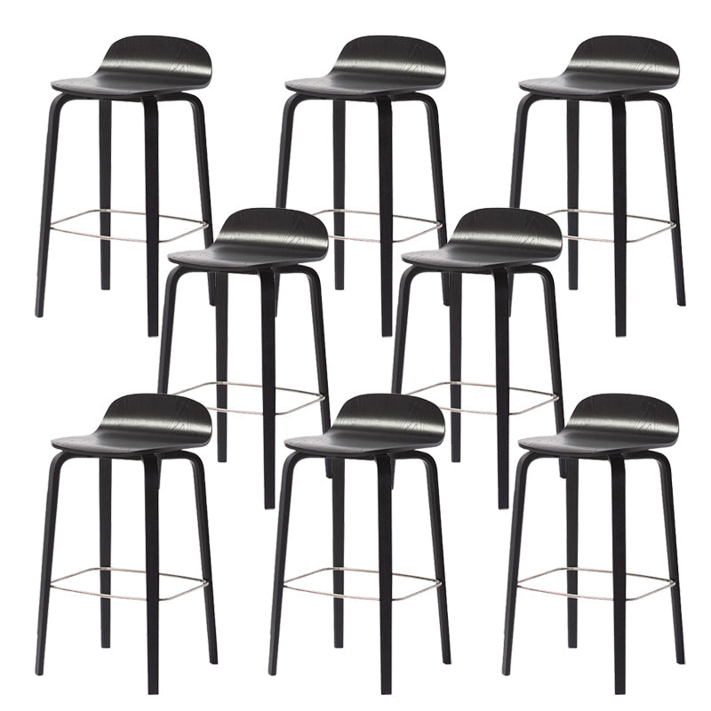 Indoor Armless Low Back Bar Height Stool Beech Solid Wood Bar Stool