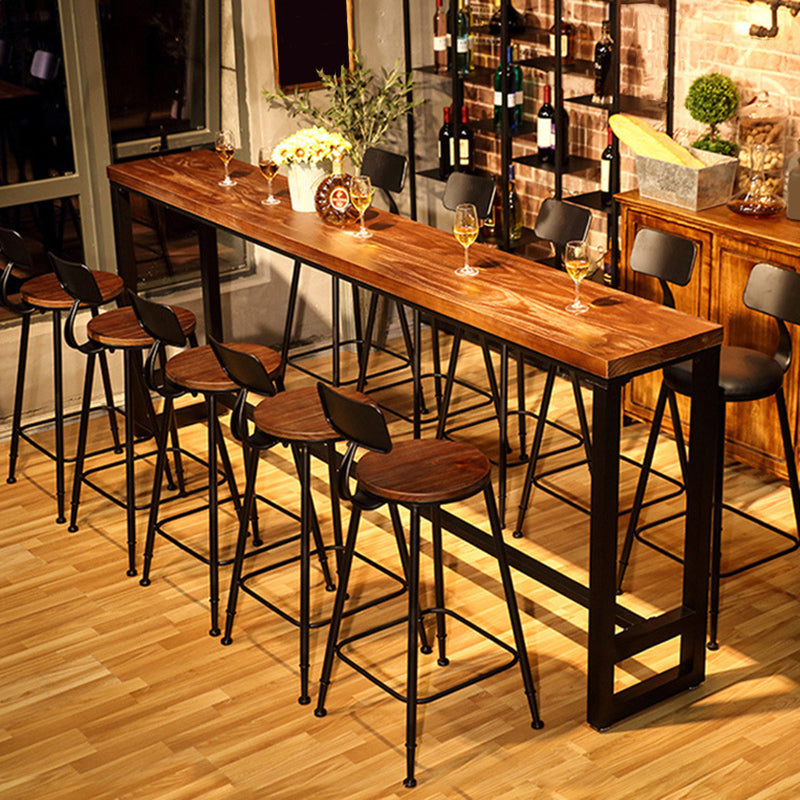 Zwart rechthoekige barhoogtafel vaste houten top bistro pubtafel