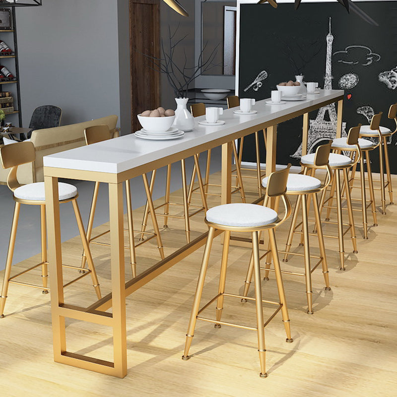 Mesa de altura de barra glamorosa mesa de pub de bistro de madera maciza con base de oro