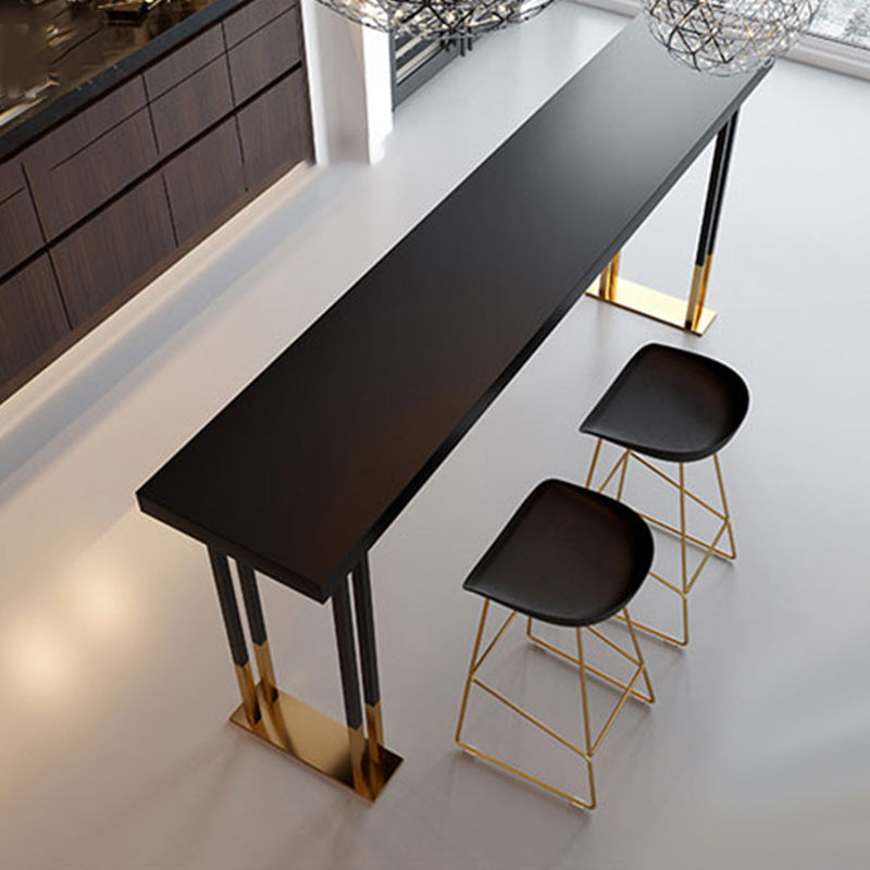 Glam Bar Height Table Solid Wood Top Bistro Bar Table for Patio Use 94.5"L x 15.7"W x 41.3"H Without Chairs Clearhalo 'Bar Furniture' 'Bar Tables' 'bar_tables' 'furn' 'furn_bar_tables' 'Furniture' 'Kitchen & Dining Furniture' 6474143