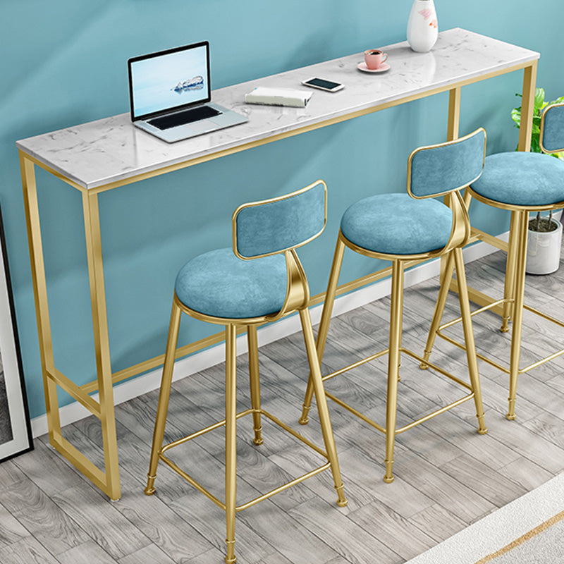 Table de hauteur de bar Glam White Faux Marble Top Bistro Pub Table pour le patio Utilisation