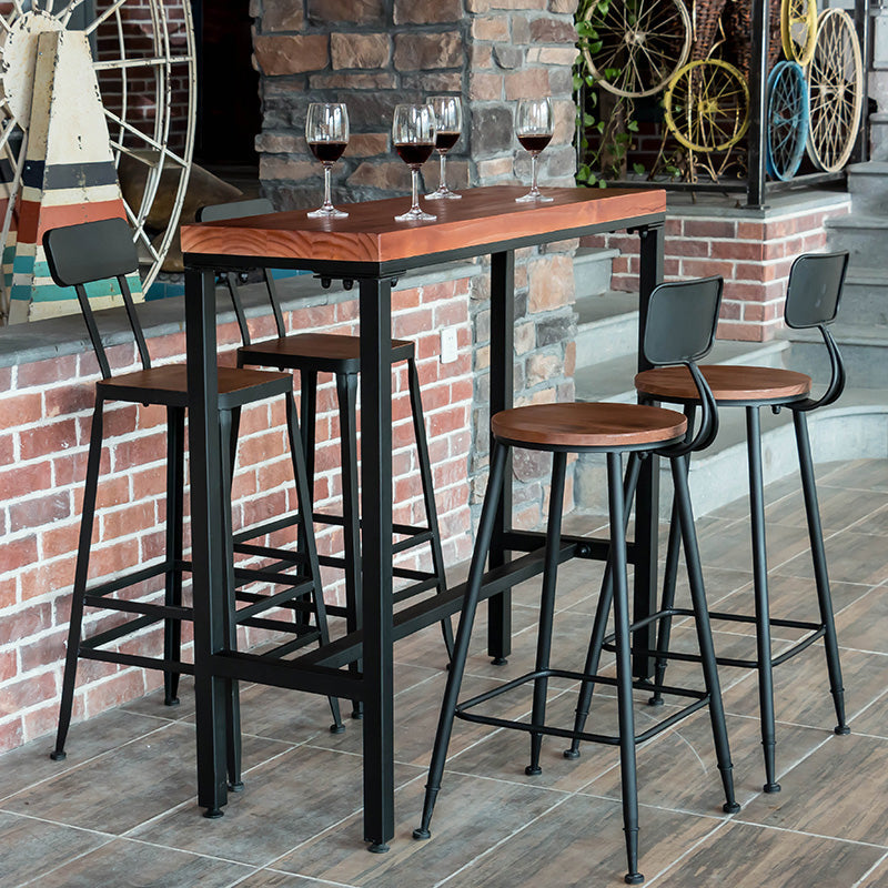 Rectangular Bar Height Table Black Legs and Metal Base Bistro Pub Table