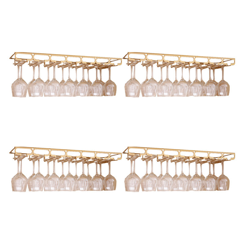 Metal Hanging Glass Rack Industrial Single Rail Glass & Stemware Holder 27.6"L x 9.1"W x 2"H Gold 4 Piece Set Clearhalo 'furn' 'furn_wine_racks' 'Furniture' 'Kitchen & Dining Furniture' 'Wine Racks' 'wine_racks' 6475417