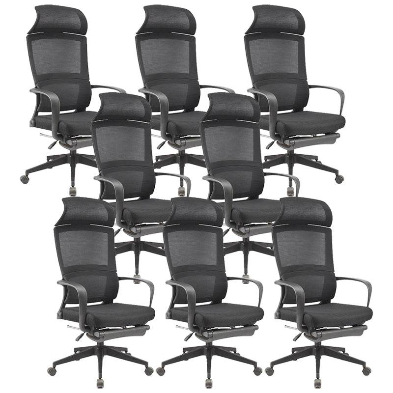 Modern Slide Office Chair Adjustable Seat Height Black Fixed Arms Desk Chair 8 Piece Set Clearhalo 'furn' 'furn_office_chair' 'Furniture' 'Office Chairs' 'Office Furniture' 'office_chair' 6476063