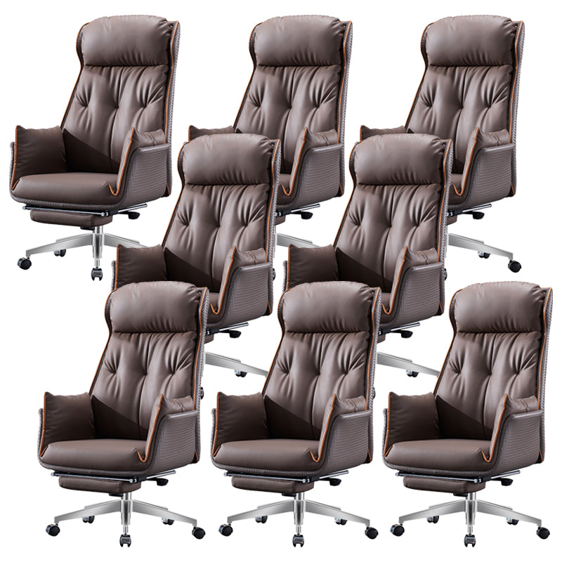 Modern Leather Managers Chair Brown Executive Chair for Office Faux Leather 8 Piece Set With Footrest Clearhalo 'furn' 'furn_office_chair' 'Furniture' 'Office Chairs' 'Office Furniture' 'office_chair' 6476228