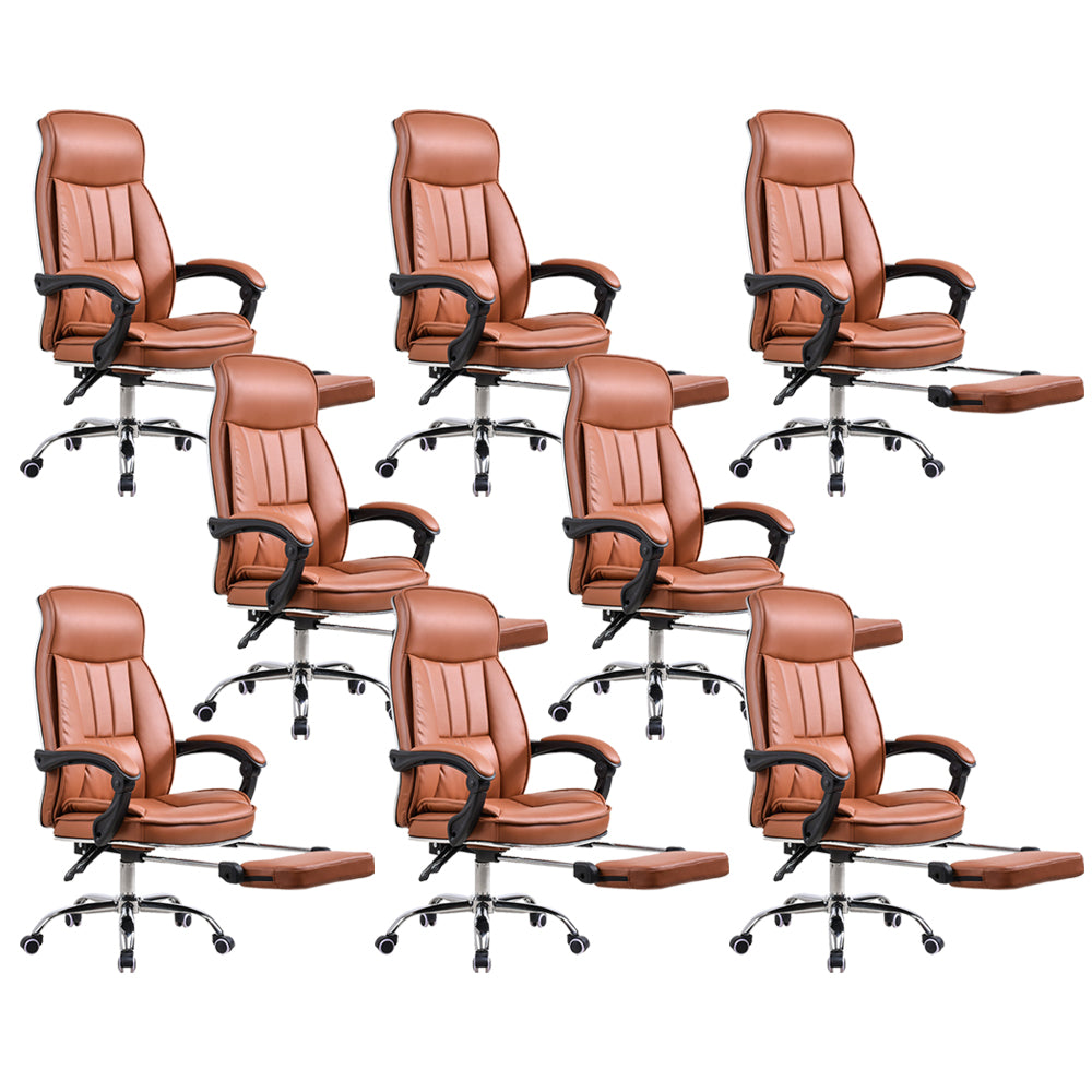 Modern Pillow Included Chair High-Back Leather Desk Chair with Wheels