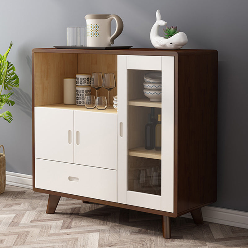 PARA Buffet contemporáneo Madera sólida de 38.4 "HAJA ALA DE CABEZADORES CON CABINETOS Y CASTOS