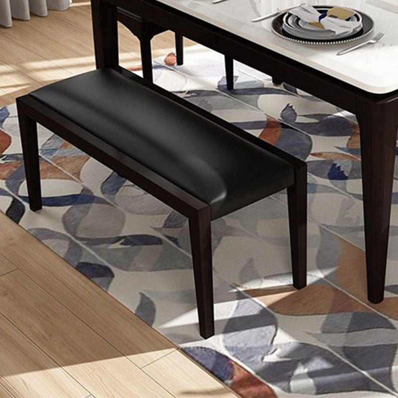 Mid-Century Modern Bench Wooden Seating Bench with Cushioned Black Clearhalo 'Benches' 'Chairs & Seating' 'furn' 'furn_benches' 'Furniture' 'Living Room Furniture' 6477003