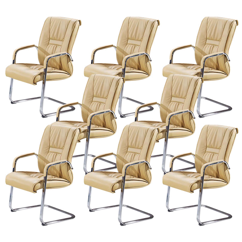 Modern Desk Chair Leather Computer Chair High-Back Chair No Wheels