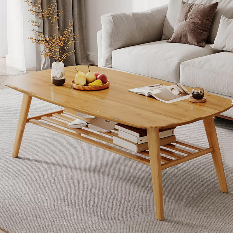 Table basse en bois massif rectangle 4 jambes café ou table de bout avec rangement