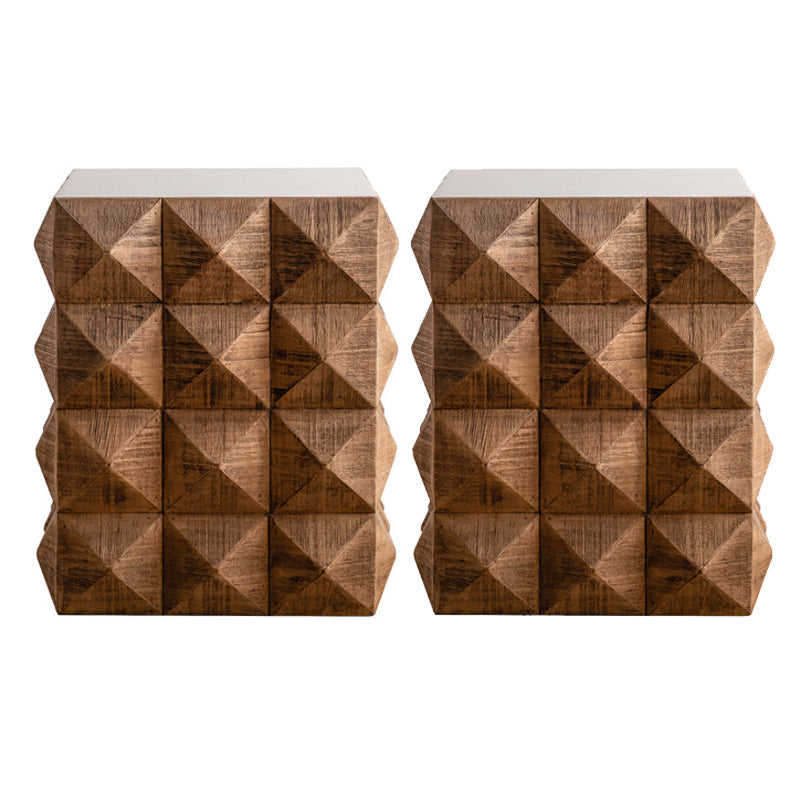 24.21" Tall Drum Side Table Solid Wood Square End Table Stand 2 Clearhalo 'Coffee & Accent Tables' 'End & Side Tables' 'end_side_tables' 'furn' 'furn_end_side_tables' 'Furniture' 'Living Room Furniture' 6478006