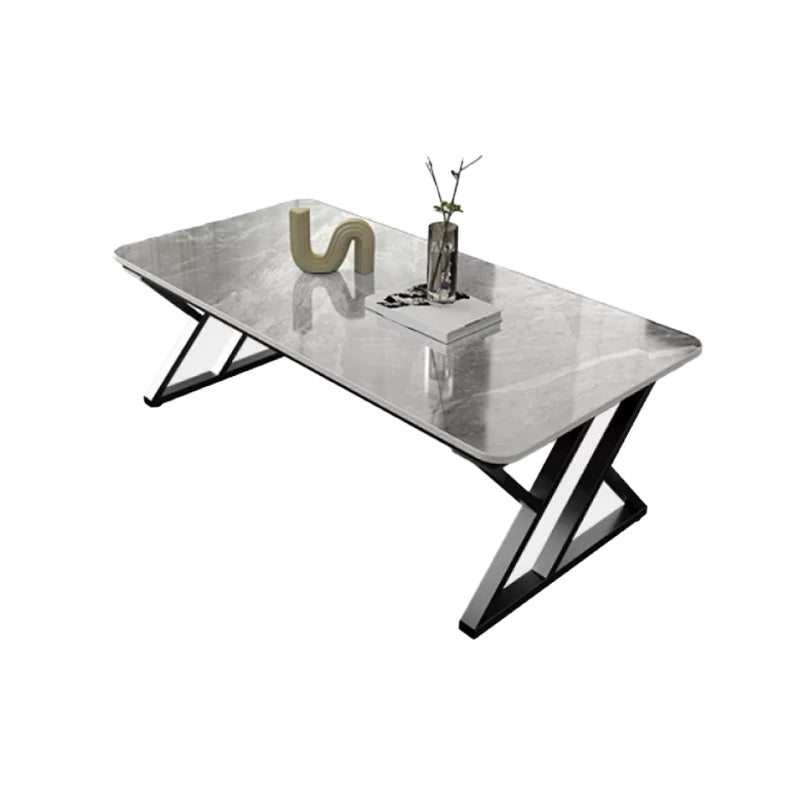 Slate Rectangle Coffee Table Sled Iron Base Type Single Table